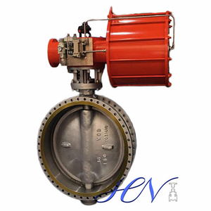 A216 WCB Pneumatic Flange Type Flow Control Triple Eccentric Butterfly Valve